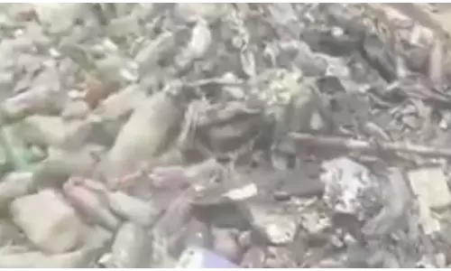 Plastic Waste Chokes Drains in Karimnagar