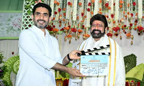 Lokesh Claps Balakrishna’s 112th Film Launch in Amaravati Lokesh Claps Balakrishna’s 112th Film Launch in Amaravati