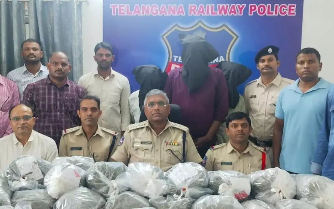 Secunderabad Railway Police Seize 41 Kg Ganja worth Rs.20.56L, 3 Held Secunderabad Railway Police Seize 41 Kg Ganja worth Rs.20.56L, 3 Held
