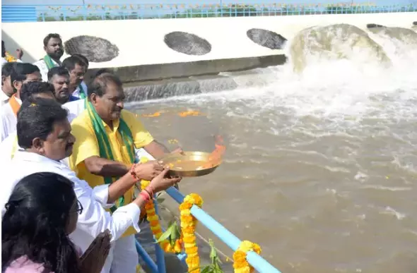 Godavari Water Released into Polavaram Right Canal via Pattiseema Godavari Water Released into Polavaram Right Canal via Pattiseema