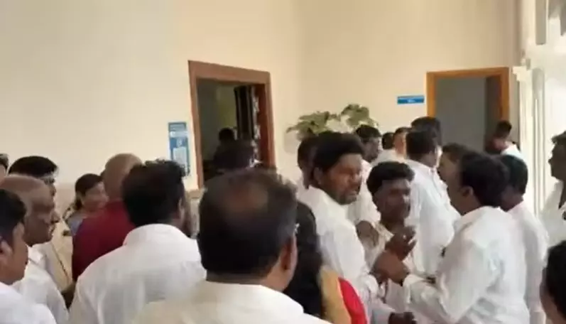 Clashes Erupt at YSRCP Office in Ongole During YSR Birth Anniversary Event Clashes Erupt at YSRCP Office in Ongole During YSR Birth Anniversary Event