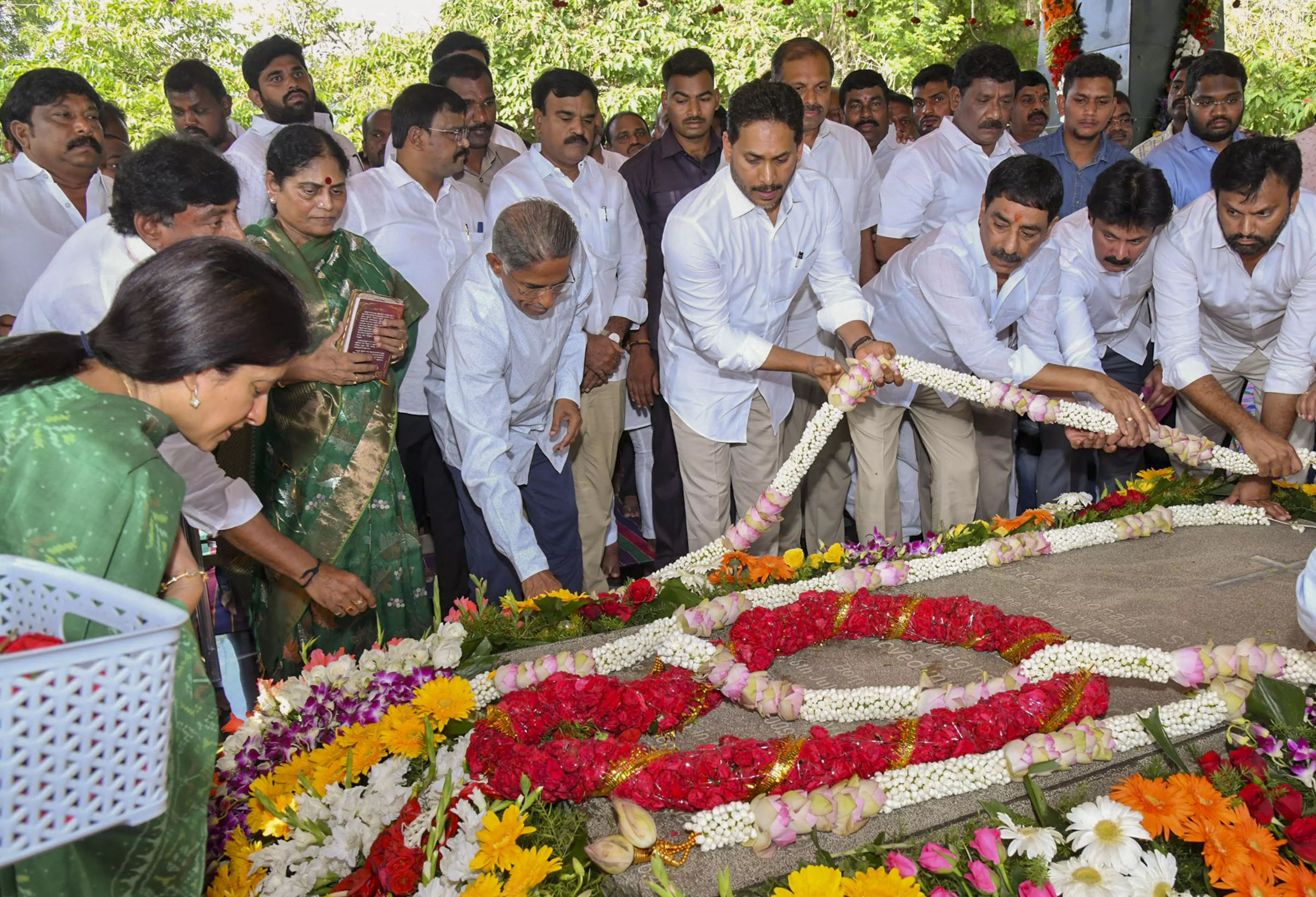 Jagan Pays Tributes To YSR On 77th Birth Anniversary Jagan Pays Tributes To YSR On 77th Birth Anniversary