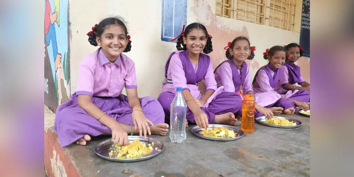 Students Walk 1 Km Daily for Mid-Day Meals Students Walk 1 Km Daily for Mid-Day Meals