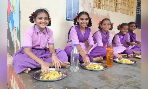 Students Walk 1 Km Daily for Mid-Day Meals