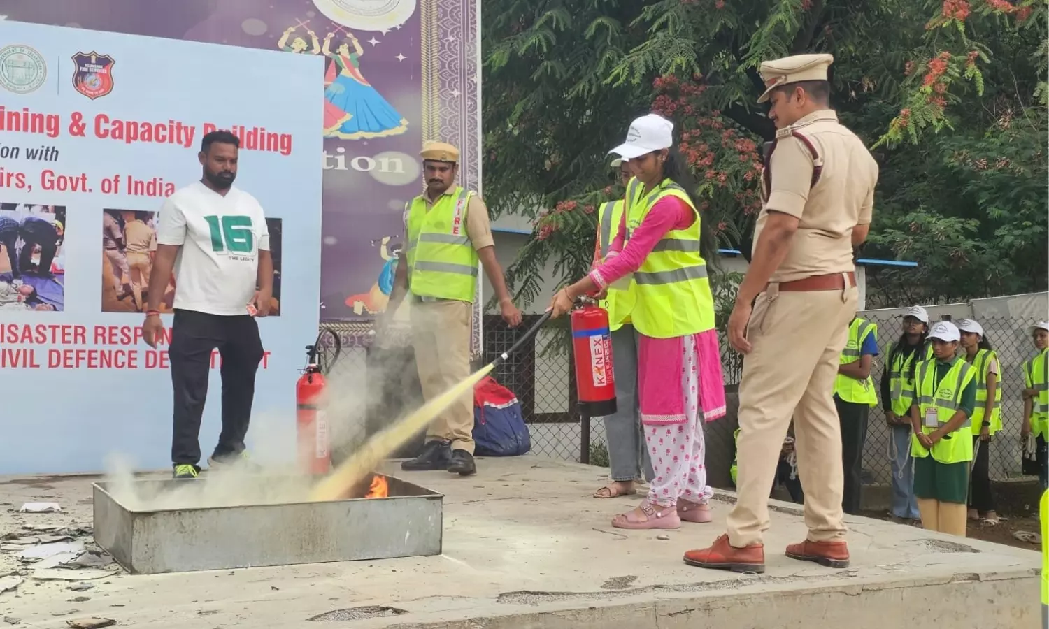 200 Female Defence Volunteers, 35 From Womans College Take Part in Fire Awareness Prog 200 Female Defence Volunteers, 35 From Womans College Take Part in Fire Awareness Prog