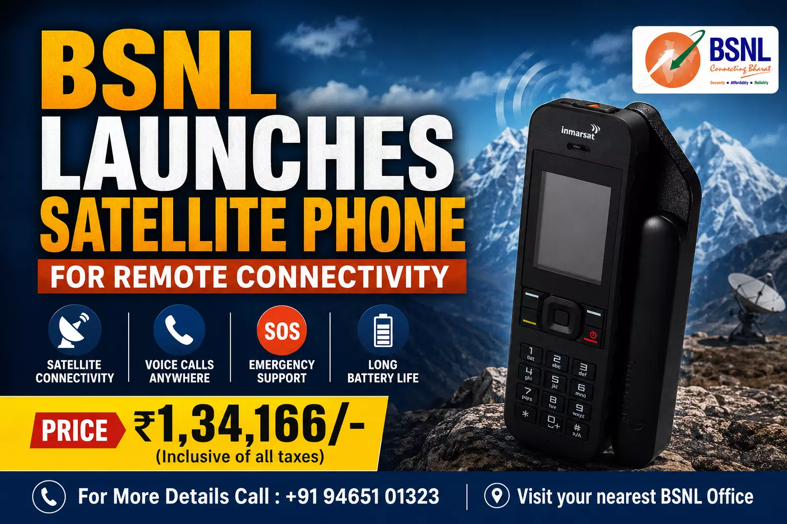BSNL Launches Satellite Phone Service for Remote Connectivity at ₹1.34 Lakh BSNL Launches Satellite Phone Service for Remote Connectivity at ₹1.34 Lakh