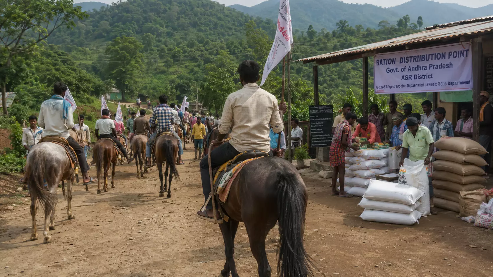 Horseback Rally For Ration Distribution Point in ASR District Horseback Rally For Ration Distribution Point in ASR District