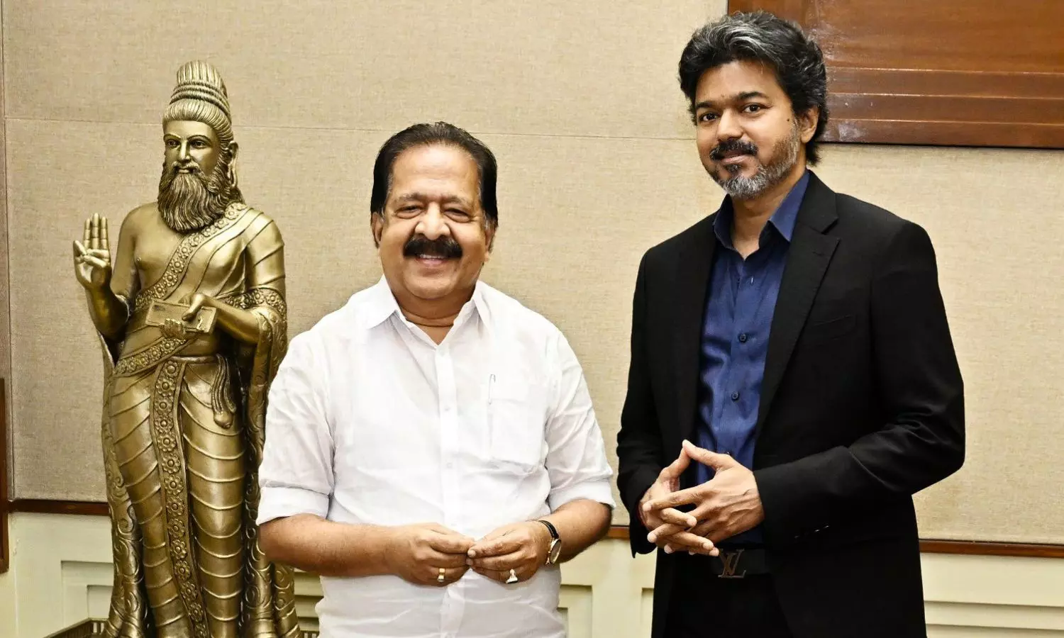 Chennithala Meets TN CM Vijay, Proposes Combined Efforts in Anti-Narcotics Push Chennithala Meets TN CM Vijay, Proposes Combined Efforts in Anti-Narcotics Push