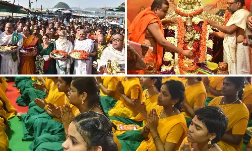 Ashada Sari Devotees Flood Vijayawada Kanaka Durga Temple on Opening Day Ashada Sari Devotees Flood Vijayawada Kanaka Durga Temple on Opening Day