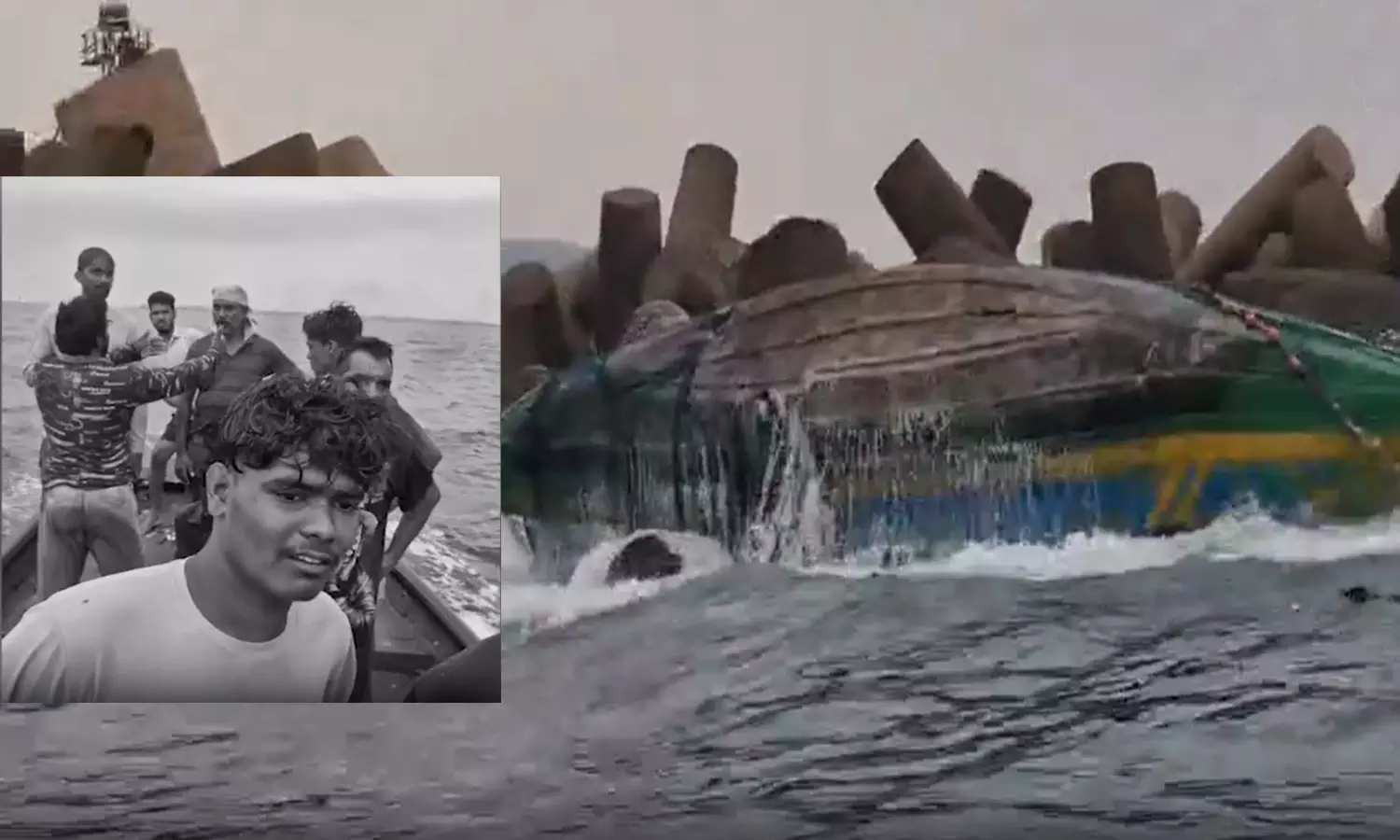 Vizag: 7 Fishermen Safe After Boat Capsizes Near Harbour Vizag: 7 Fishermen Safe After Boat Capsizes Near Harbour