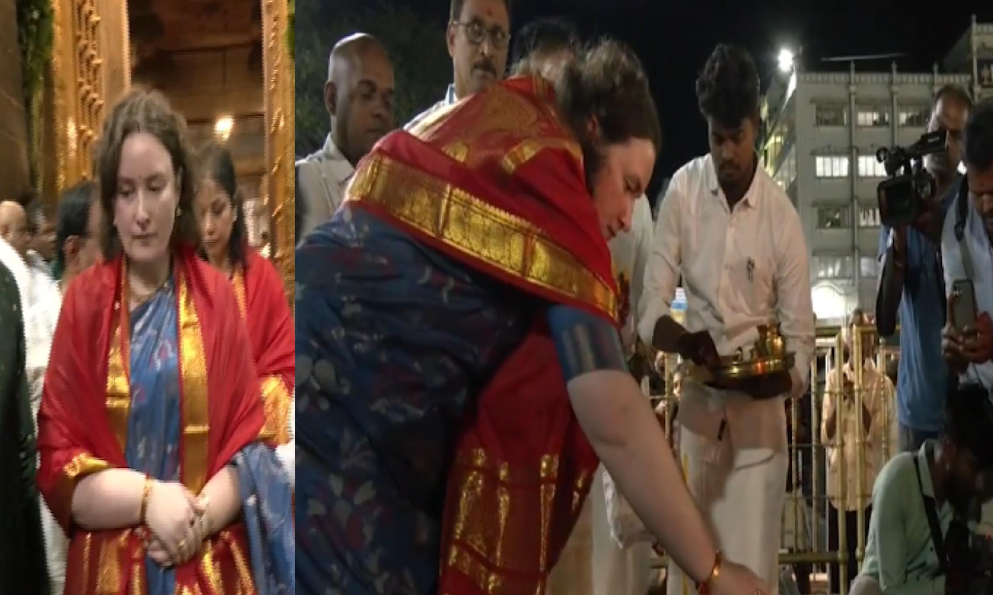 Anna Lezhneva Attends Suprabhata Seva at Tirumala for Pawan Kalyan's Speedy Recovery