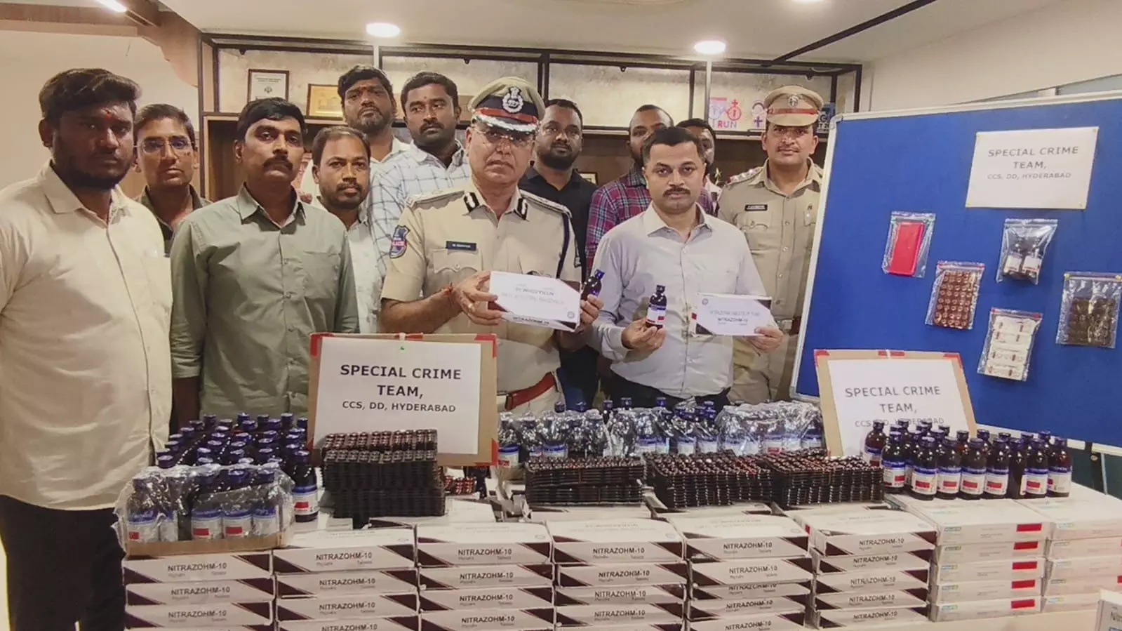 Hyderabad CCS Busts Illegal Drug Racket, Two Held with 77,700 Tablets and Cough Syrup Bottles Hyderabad CCS Busts Illegal Drug Racket, Two Held with 77,700 Tablets and Cough Syrup Bottles