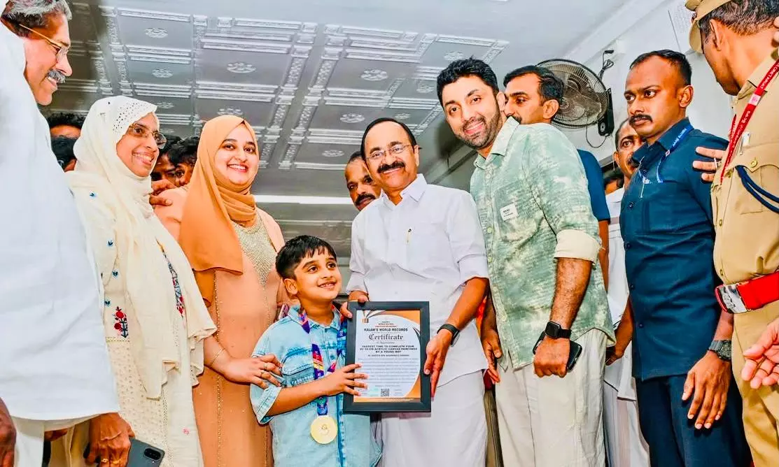 Kerala-Origin Boy, in Qatar, Sets Five World Records in Canvas Painting Kerala-Origin Boy, in Qatar, Sets Five World Records in Canvas Painting