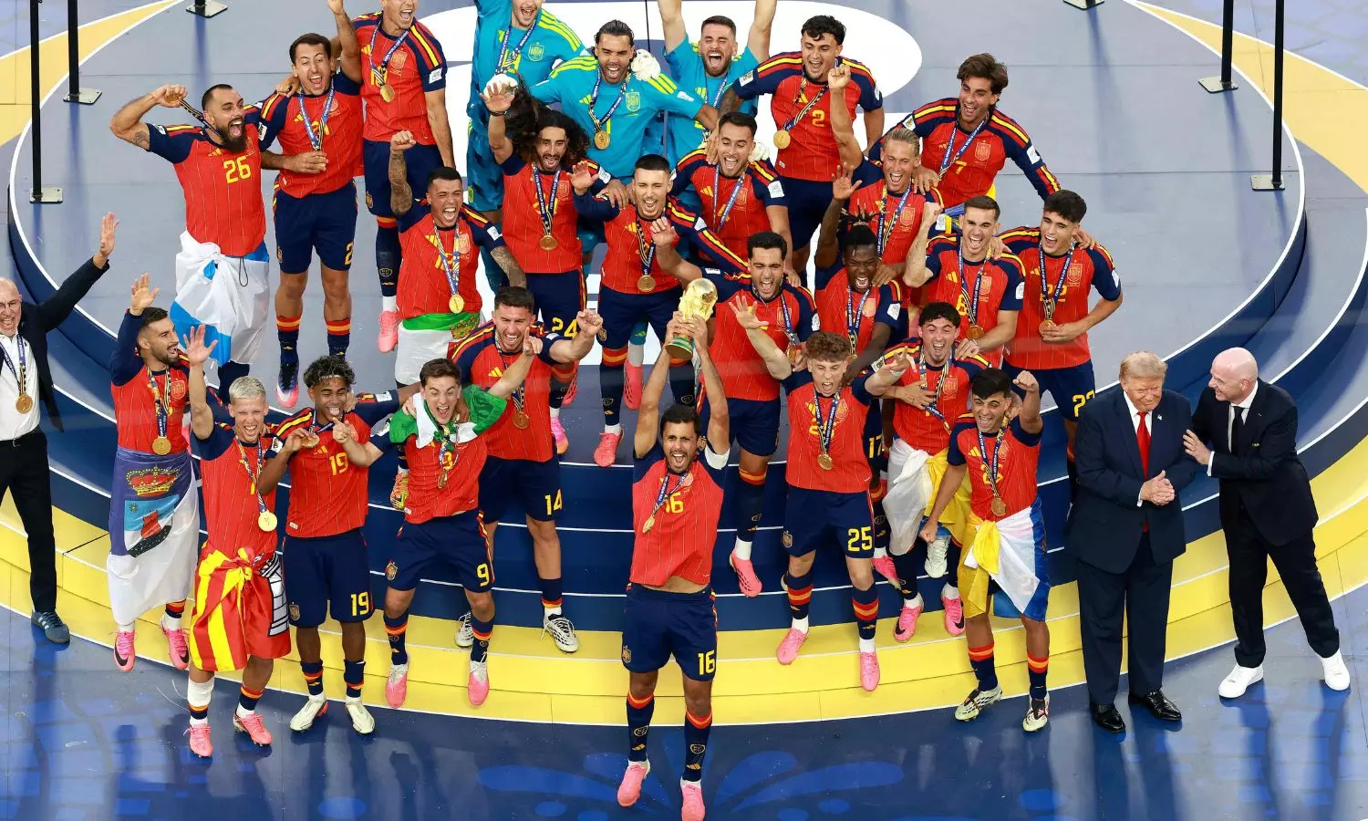 Attention Seeking Trump Photobombs Spain’s FIFA World Cup Trophy Lift Attention Seeking Trump Photobombs Spain’s FIFA World Cup Trophy Lift