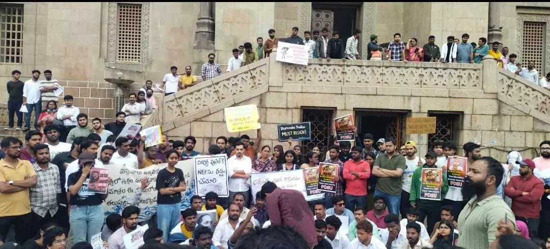 Students Protest at OU After Delhi Police Action Students Protest at OU After Delhi Police Action