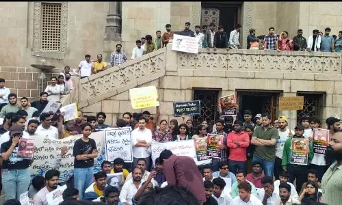 Students Protest at OU After Delhi Police Action Students Protest at OU After Delhi Police Action