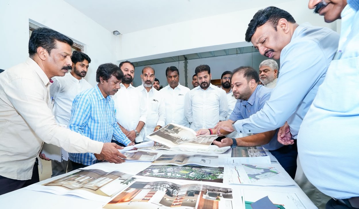 Revanth Reddy Inspects Restoration Works at Telangana Assembly