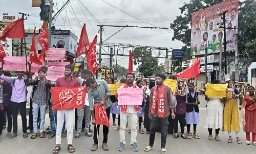 Students Block KU Gate Over NEET Row Students Block KU Gate Over NEET Row