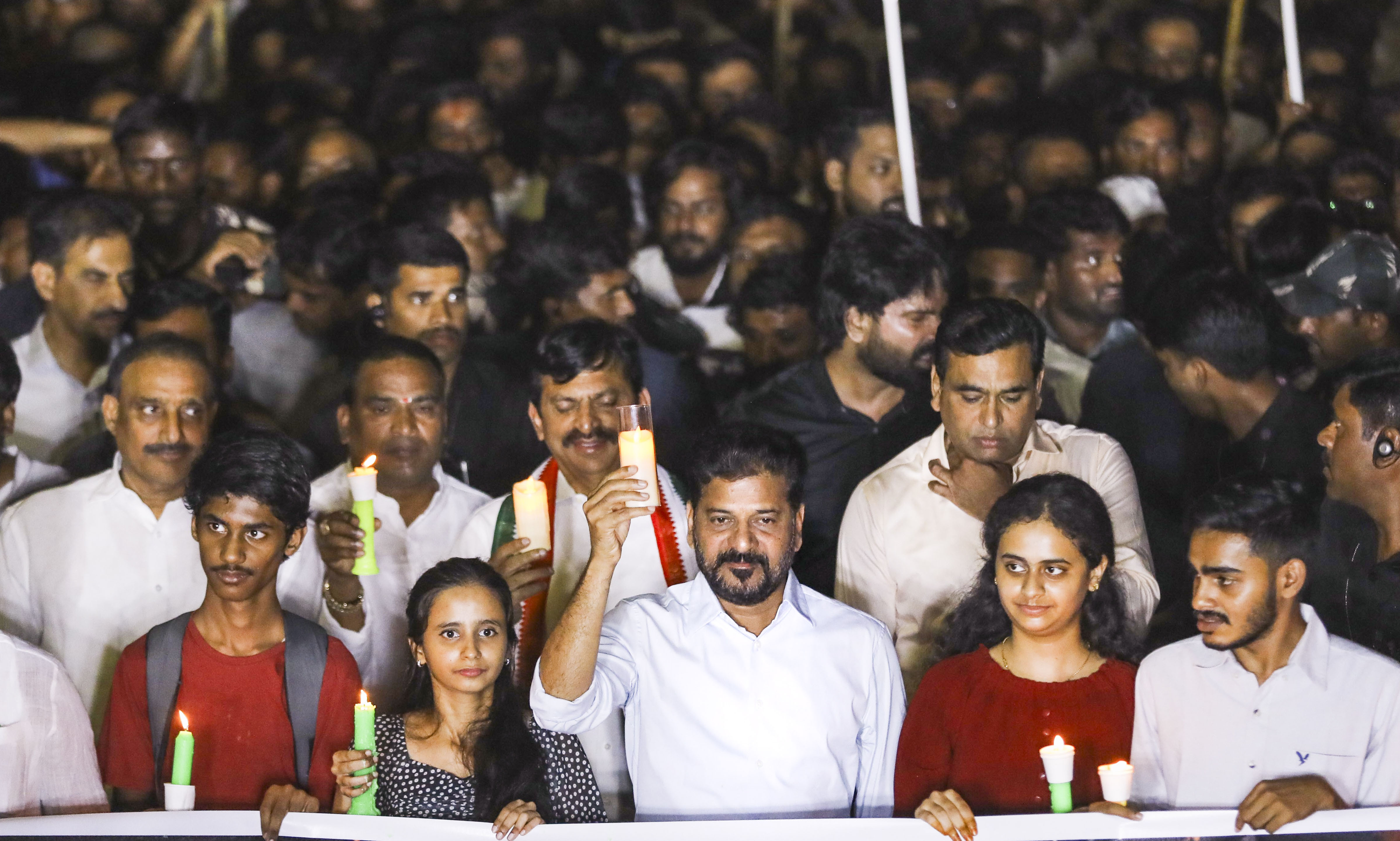 People distributed chocolates, popcorn and snacks at the venue as part of the celebrations