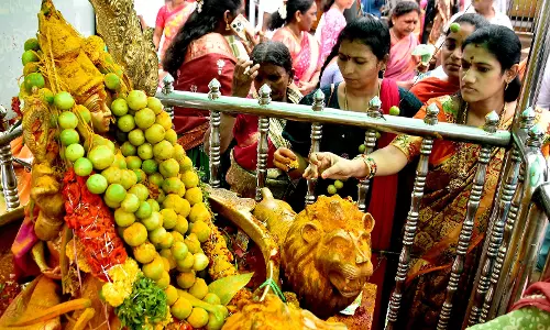 Vegetable-Decked Kanaka Durga Devi Draws Devotees During Sakhambari Festival Vegetable-Decked Kanaka Durga Devi Draws Devotees During Sakhambari Festival