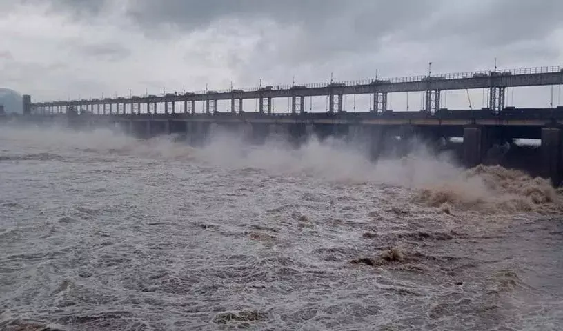 Godavari Level Rises With Lifting of 22 Taliperu Project Gates Godavari Level Rises With Lifting of 22 Taliperu Project Gates