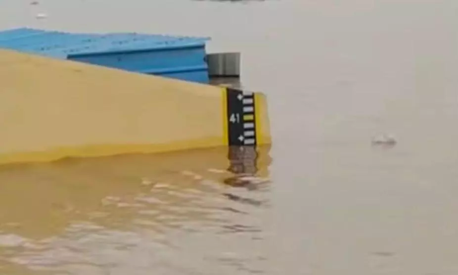 Godavari in Spate, First Danger Warning Issued at Bhadrachalam Godavari in Spate, First Danger Warning Issued at Bhadrachalam