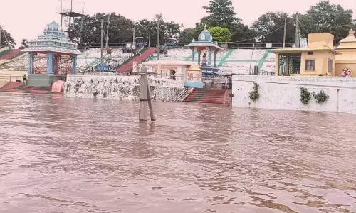Godavari in Spate, 2nd Flood Warning Issued at Bhadrachalam Godavari in Spate, 2nd Flood Warning Issued at Bhadrachalam