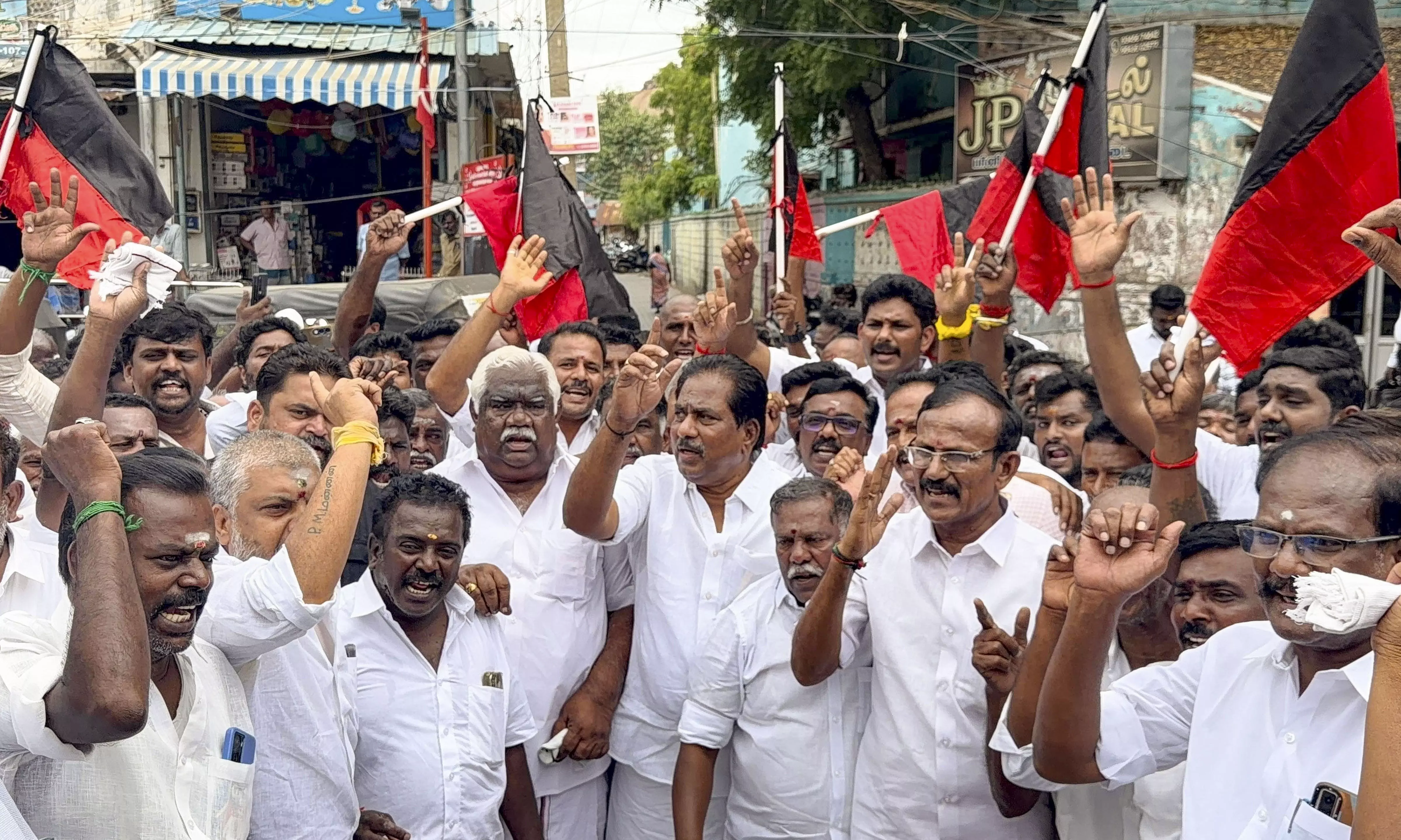 DMK Cadres Detained as Protest Spread Across State Over Udhayanidhis Arrest DMK Cadres Detained as Protest Spread Across State Over Udhayanidhis Arrest