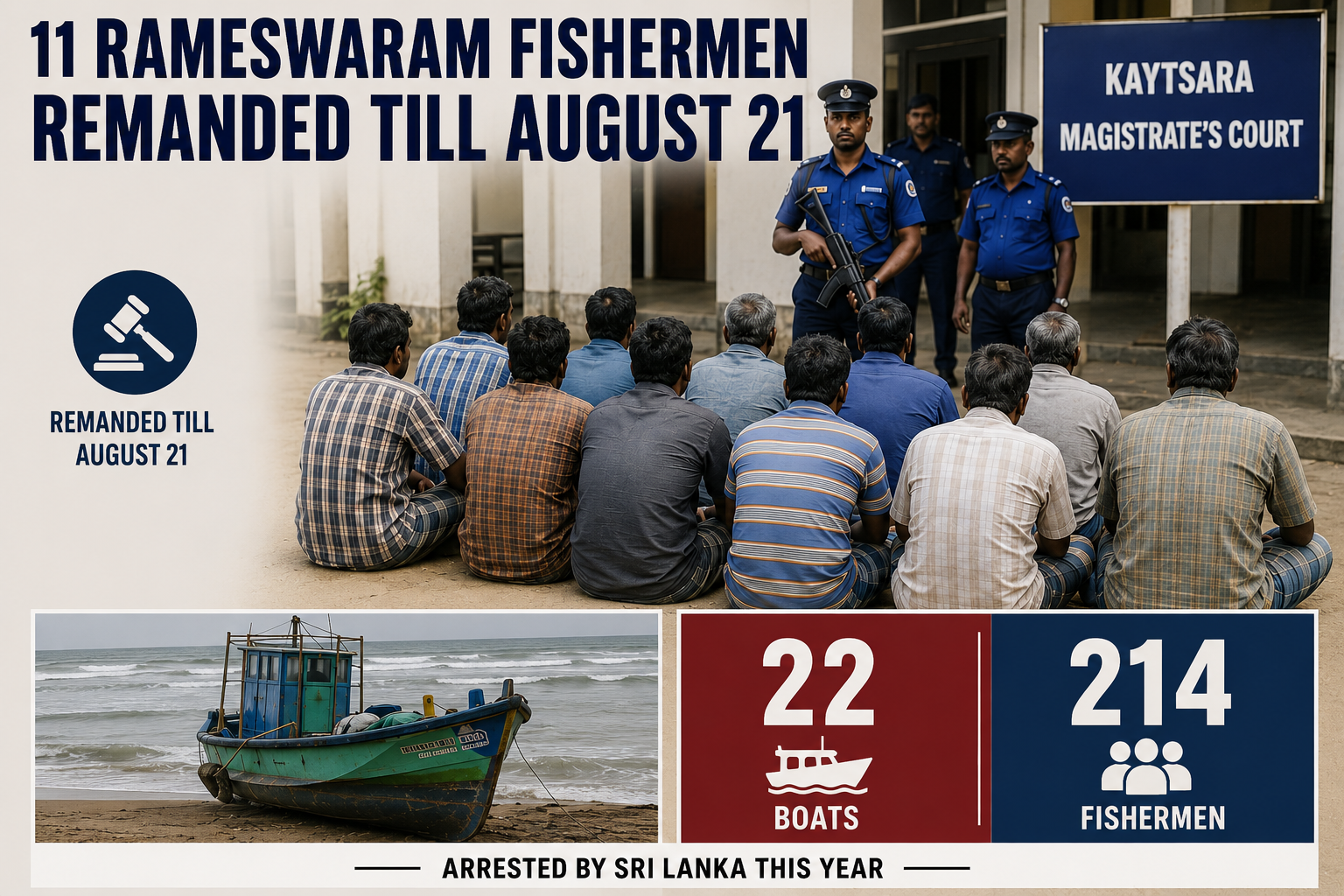 Lankan Court Remands Rescued Rameswaram Fishermen