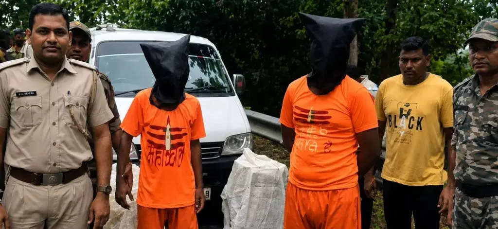 Two UP Men In Kawadiya Attire Held In Odisha With 60 kg Ganja Two UP Men In Kawadiya Attire Held In Odisha With 60 kg Ganja