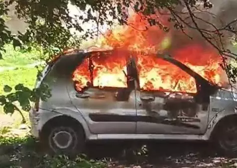 Car Catches Fire in Hayathnagar Car Catches Fire in Hayathnagar