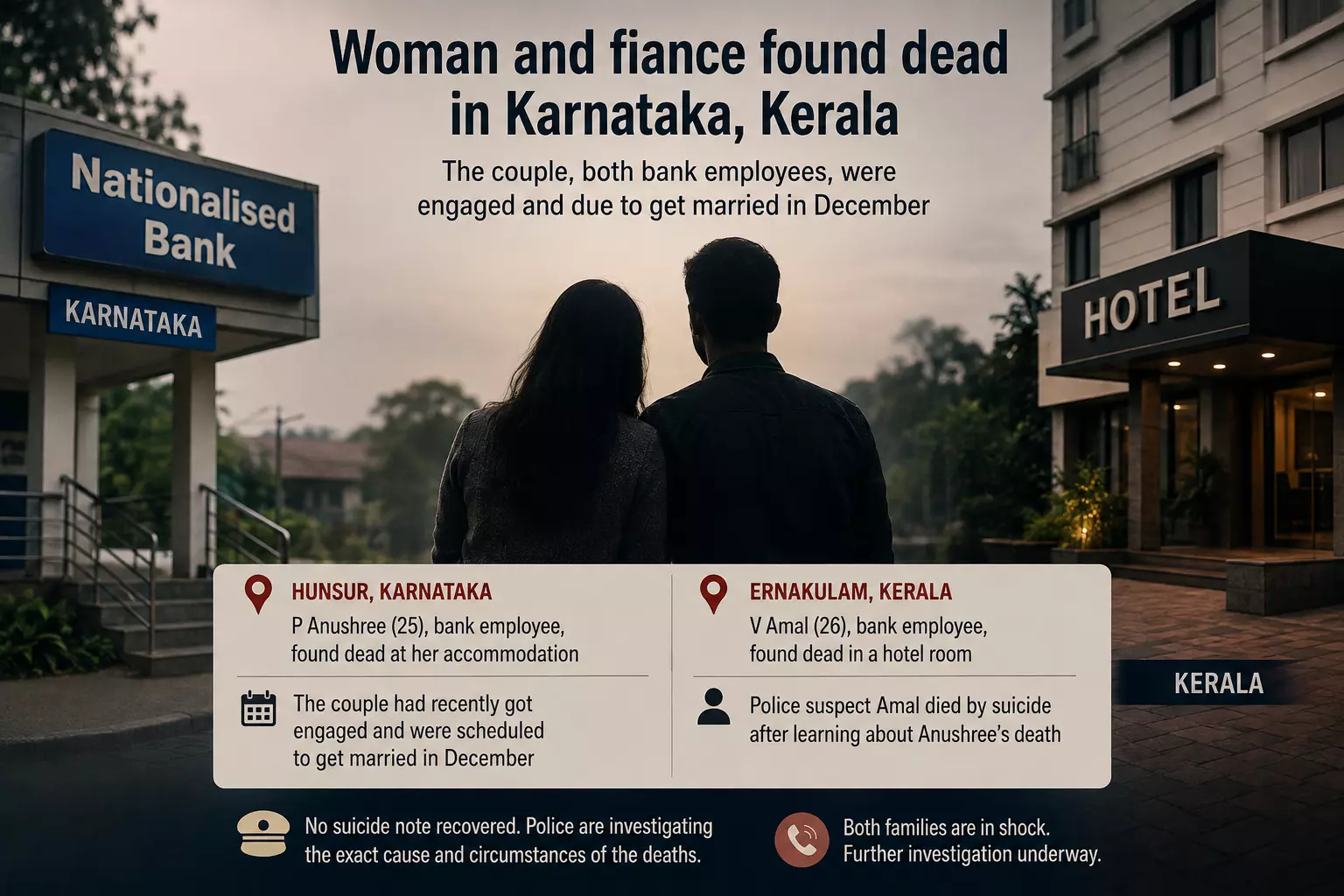 Engaged Couple Found Dead Hours Apart in Kerala, Karnataka Engaged Couple Found Dead Hours Apart in Kerala, Karnataka