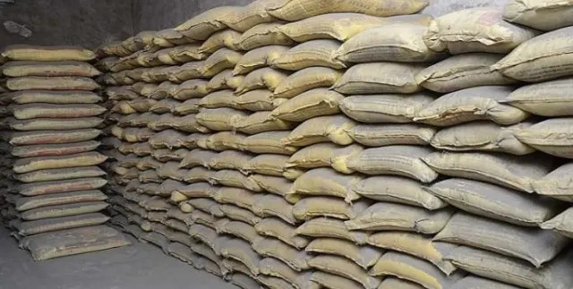 Cement Bags Stored Inside Ancient Temple