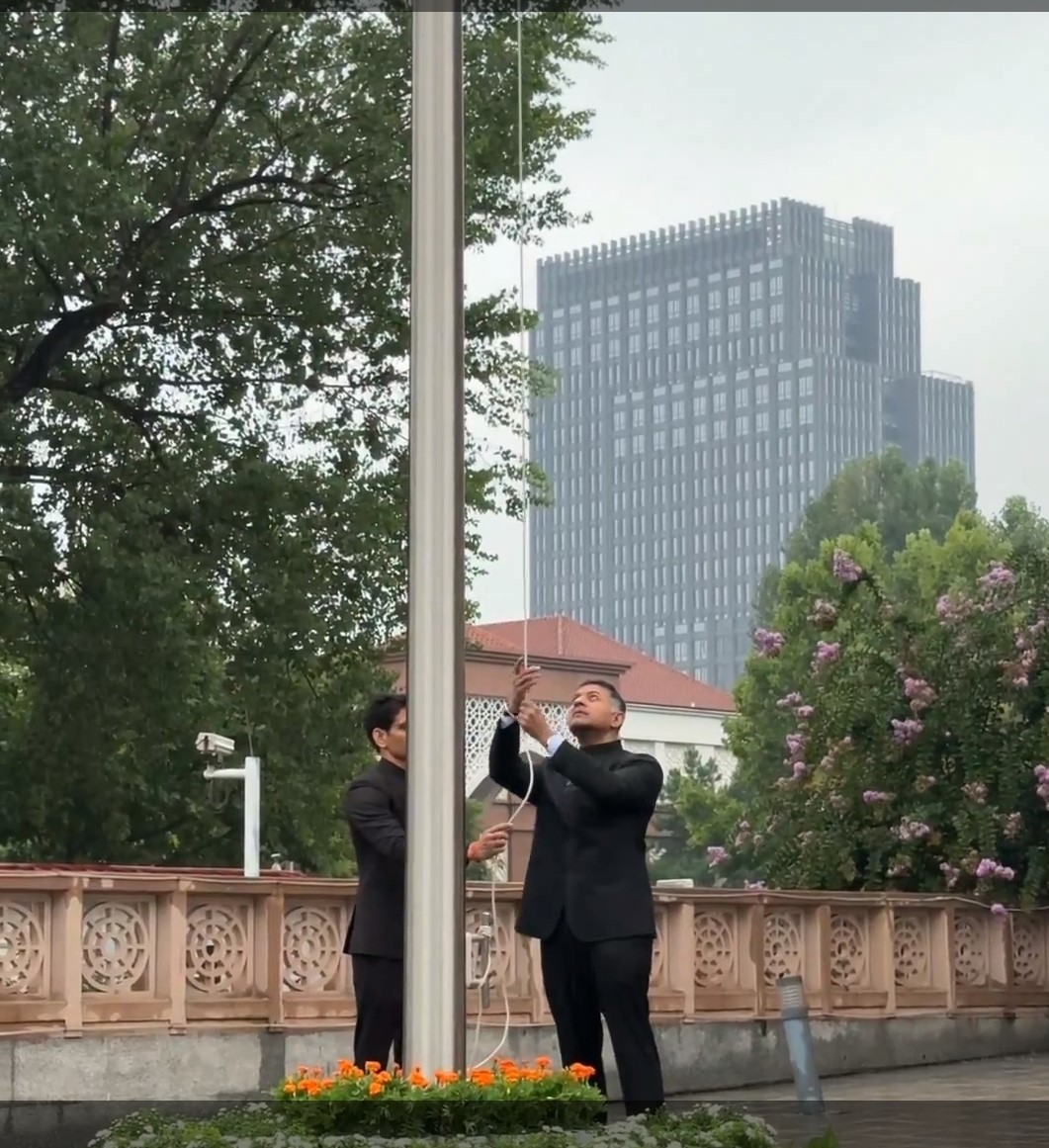 Indian Envoy to China Hoists Tricolour in Beijing on I-Day