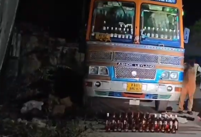400 Goa Liquor Bottles Seized From Lorry Near Tadipatri Railway Station