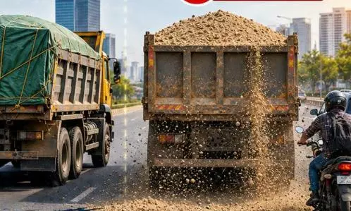 Cyberabad Traffic Police Warn Against Carrying Uncovered Loads Cyberabad Traffic Police Warn Against Carrying Uncovered Loads