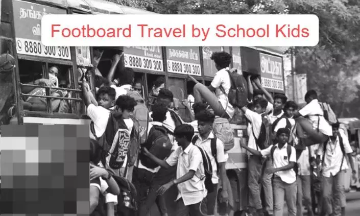 Footboard Travel by School Kids Raises Concern in Chengalpet, Kanchi Footboard Travel by School Kids Raises Concern in Chengalpet, Kanchi