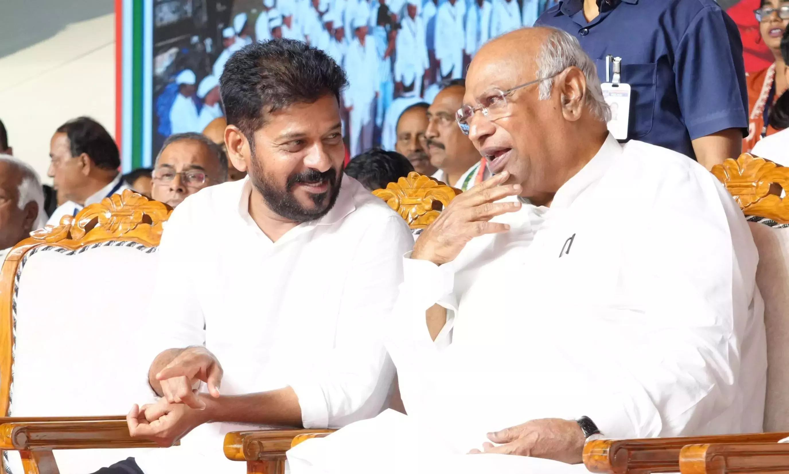 Revanth Reddy Thanks Kharge for Support Amid US Tour Row Revanth Reddy Thanks Kharge for Support Amid US Tour Row