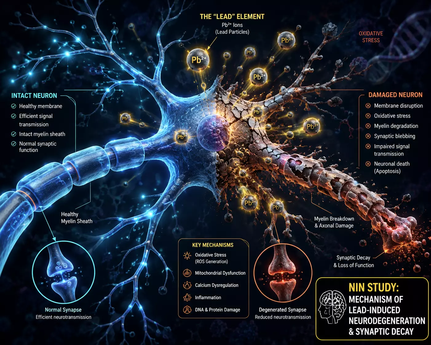 Lead Worsens Nerve Cell Damage: NIN Study Lead Worsens Nerve Cell Damage: NIN Study