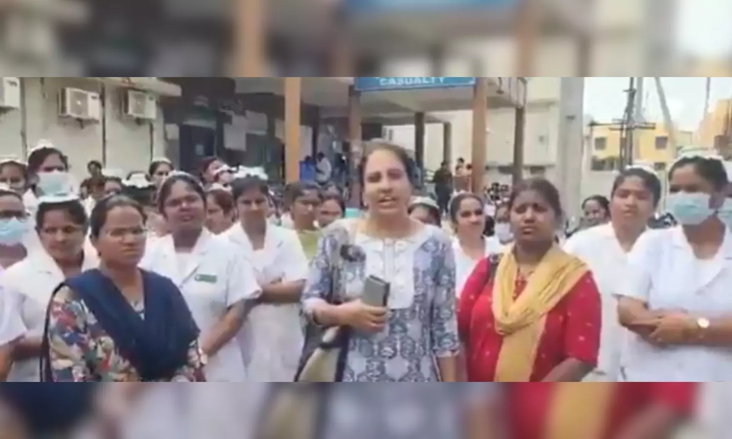 Nursing Staff Protest at Nalgonda GGH Over Facilities, Memos Nursing Staff Protest at Nalgonda GGH Over Facilities, Memos