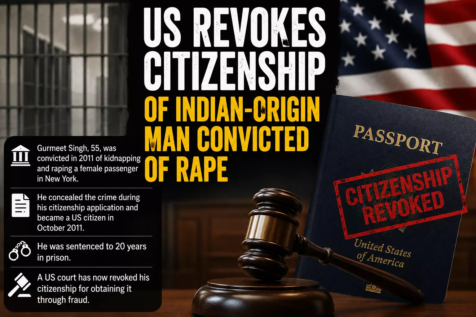 US Revokes Citizenship of Indian-Origin Man Convicted of Rape US Revokes Citizenship of Indian-Origin Man Convicted of Rape