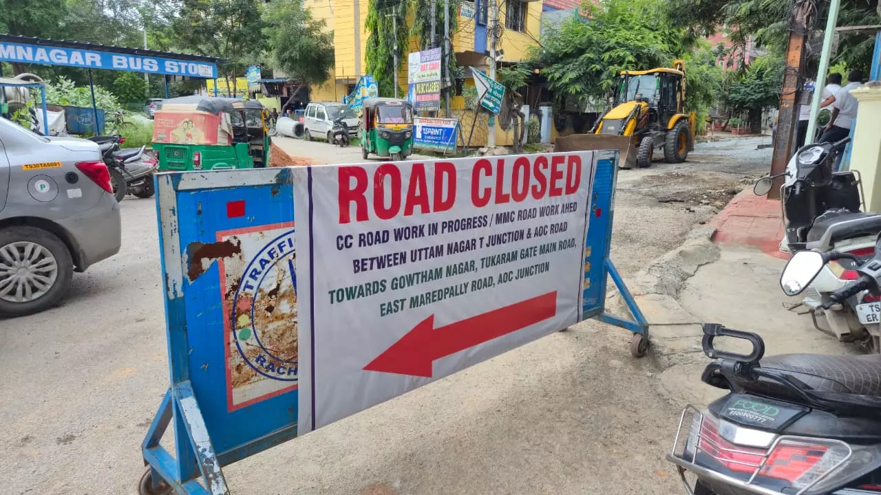Telangana: Commuters Hit By Dual Road Closures In Malkajgiri Telangana: Commuters Hit By Dual Road Closures In Malkajgiri