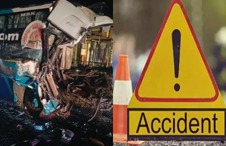 Nellore Bus-Lorry Collision: Driver Killed, 16 Injured Nellore Bus-Lorry Collision: Driver Killed, 16 Injured