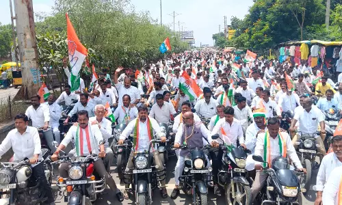 Congress Holds Bike Rallies To Mark 1,000 Days Of Praja Palana Congress Holds Bike Rallies To Mark 1,000 Days Of Praja Palana