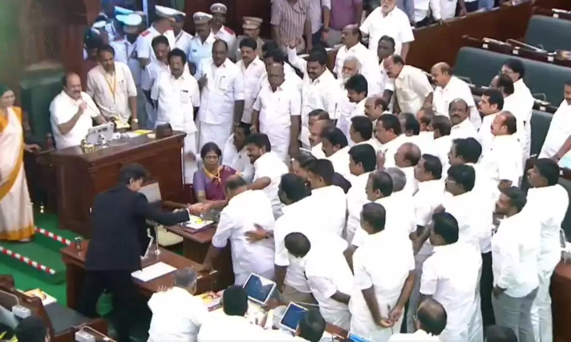 Vijay Helps DMK MLA to His Feet During Assembly Walkout Vijay Helps DMK MLA to His Feet During Assembly Walkout