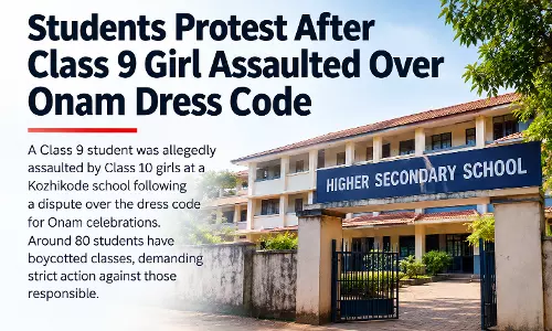 Students Protest After Class 9 Girl Assaulted Over Onam Dress Code Students Protest After Class 9 Girl Assaulted Over Onam Dress Code