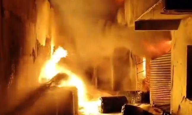 Fire Guts Paper Plate Shop Near Ongole Police Station