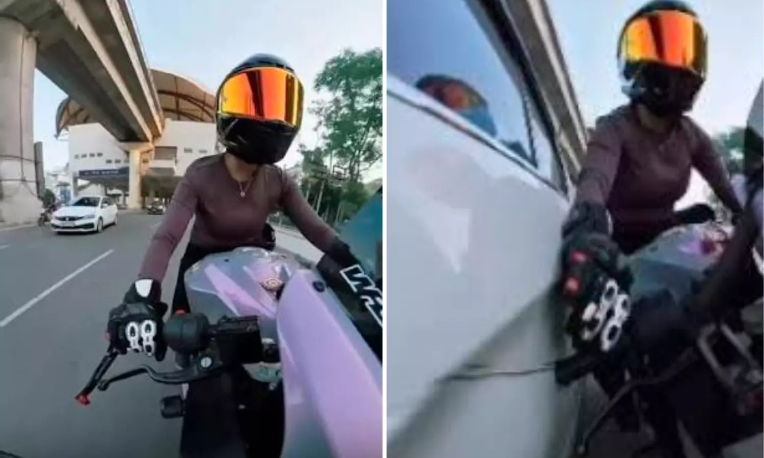 Speeding Car Hits Woman Biker, Drags Bike For Several Metres In Gurugram Speeding Car Hits Woman Biker, Drags Bike For Several Metres In Gurugram