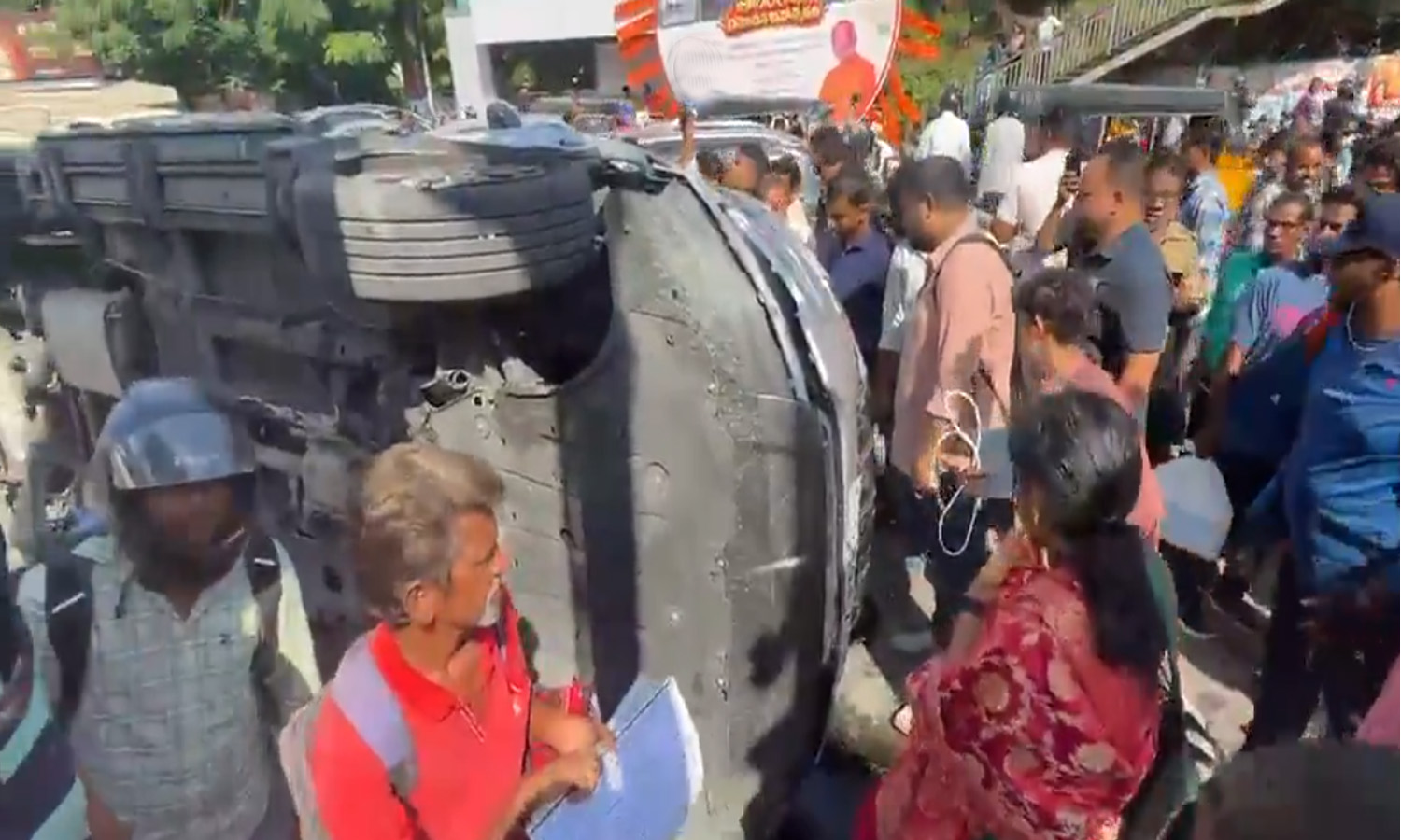 SUV Flips On Busy Begumpet Road, Major Disaster Averted