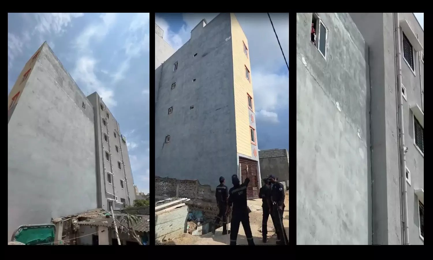 Gachibowli: 4-Storey Building Tilts Dangerously in Gopanapally Gachibowli: 4-Storey Building Tilts Dangerously in Gopanapally